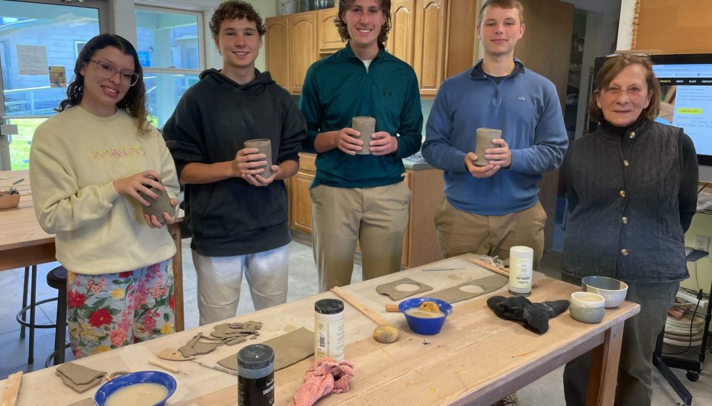 Youth Philanthropy pottery class group 5.25
